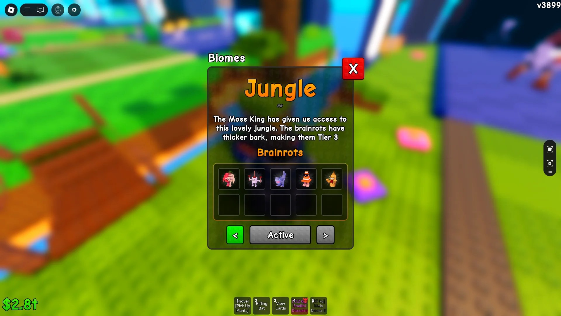Antevisão dos brainrots secretos disponíveis na experiência Jungle Biome in Plants vs Brainrots Roblox.