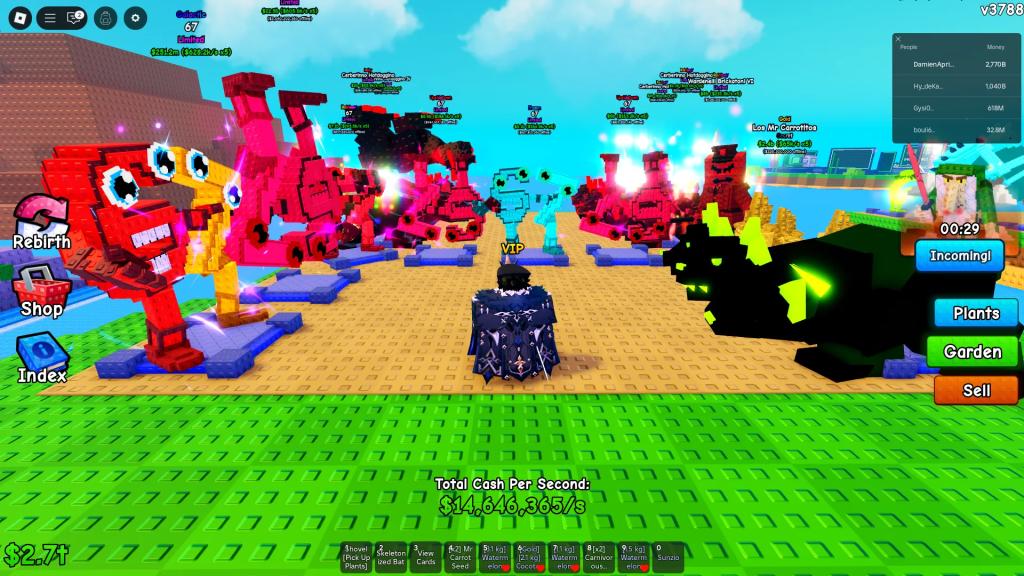 A player showcasing their island, which is packed with some of the best brainrots in Plants vs Brainrots Roblox experience.
