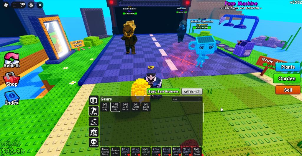 A player holding a Secret Lucky Egg in Plants vs Brainrots.