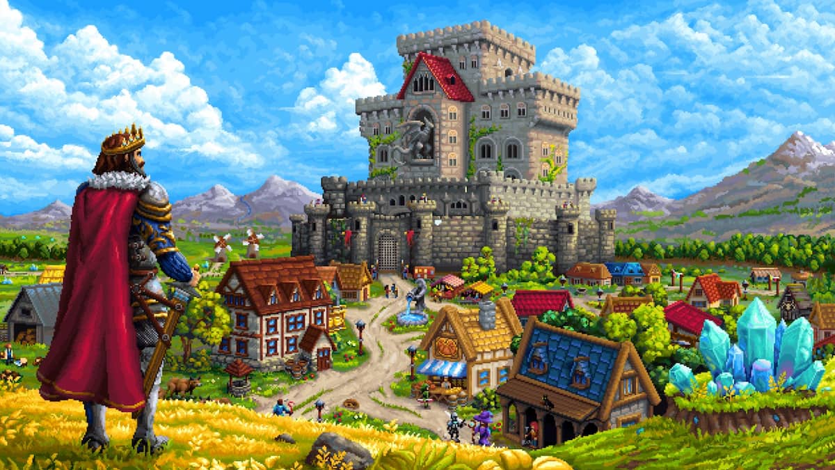 The title screen art of Super Fantasy Kingdom