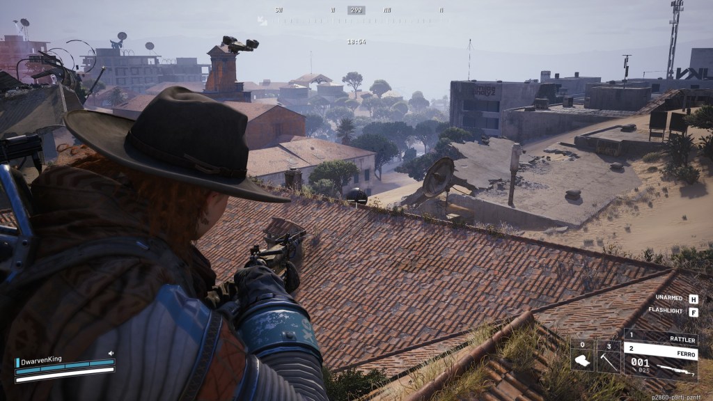 A raider hunting down a Surveyor ARC machine in ARC Raiders. 