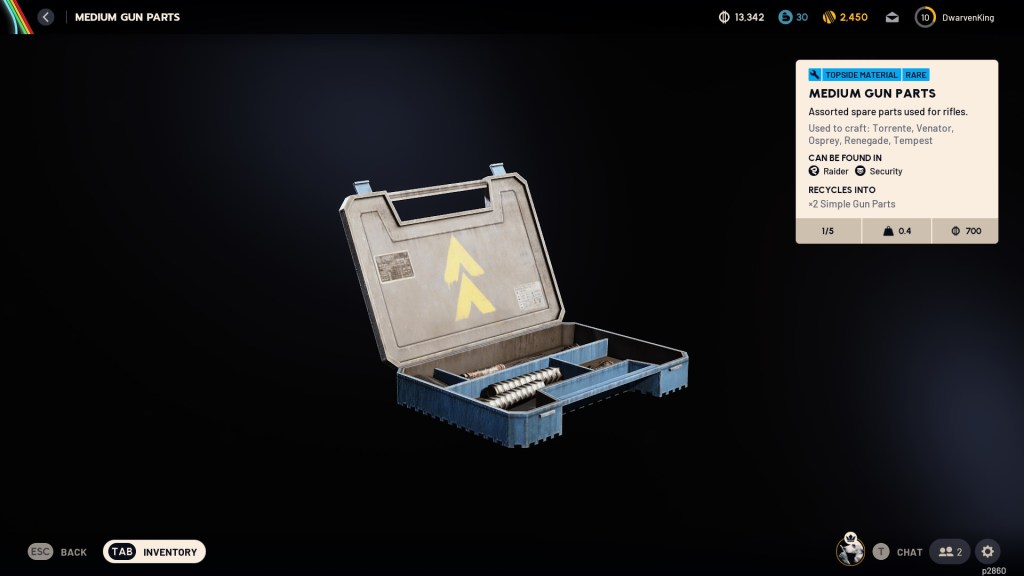 A case of medium gun parts in ARC Raiders. 