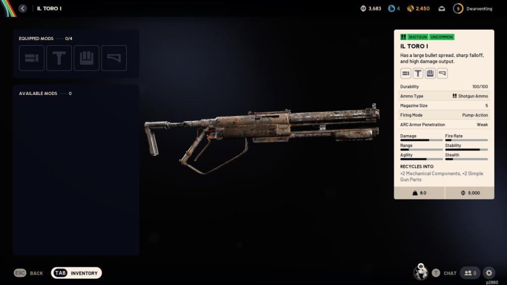 The Il Torro shotgun in ARC Raiders.