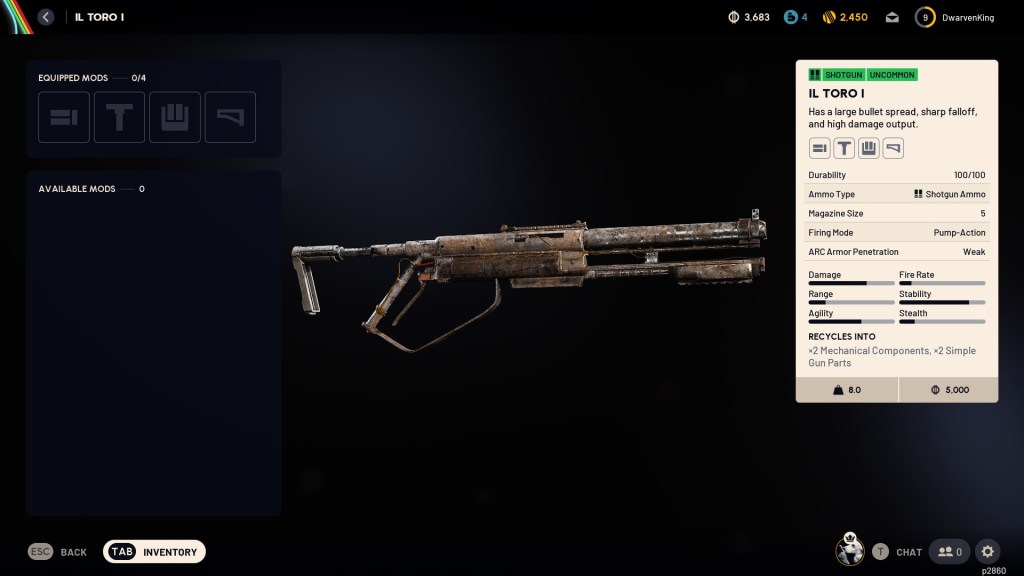 The Il Torro shotgun in ARC Raiders.