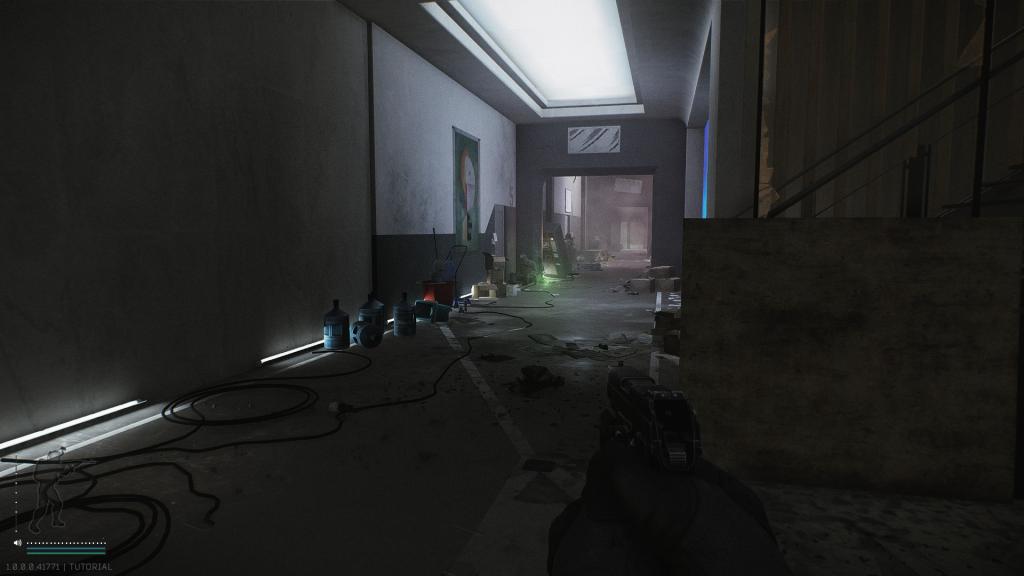 Hallway to the right of the barricaded entrance