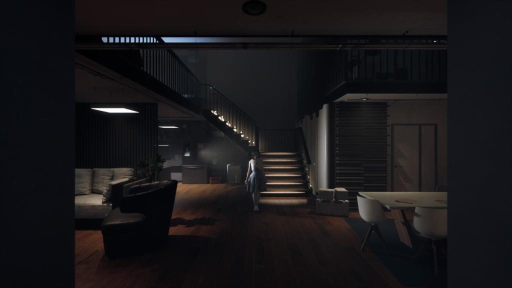 AIDA is standing in Samuel's apartment.