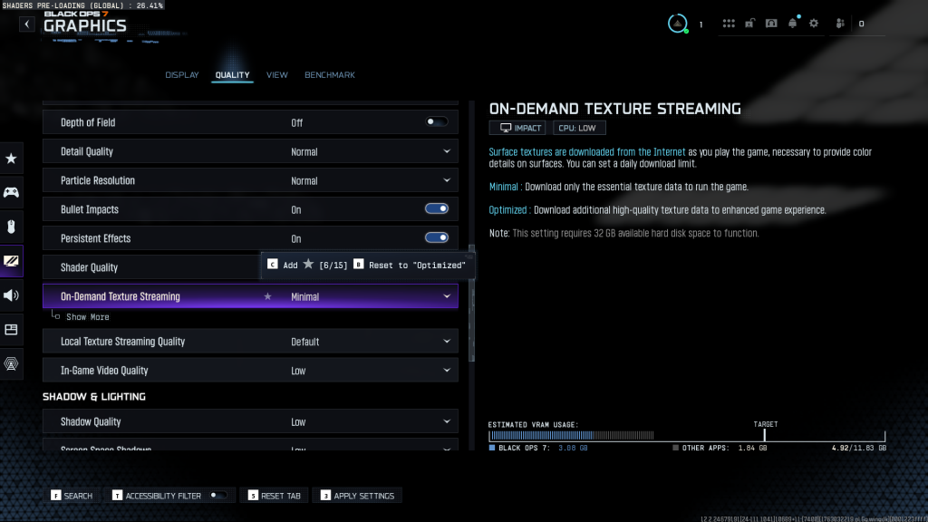 On-Demand Texture streaming feature in Black Ops 7