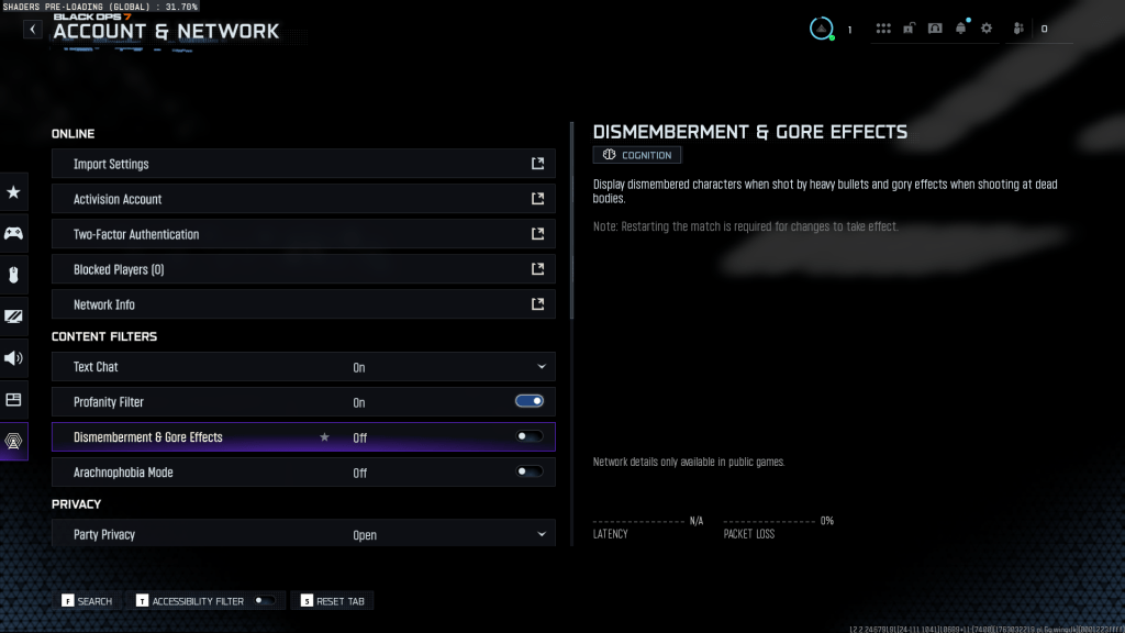Disabling gore in Black Ops 7