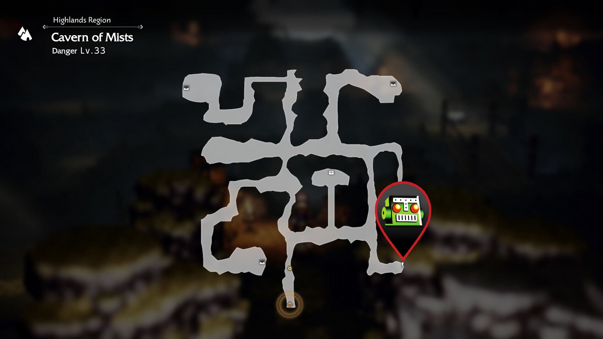 Screenshot from Octopath Traveler 0 showing Avinea's location in the Cave of Mists. 