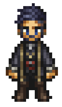 Celsus, a man with dark hair wearing a trench coat, from Octopath Traveler 0