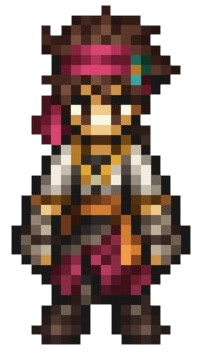 Ludo from Octopath Traveler 0, a man wearing a pirate outfit with red bandana and pants and a white tunic