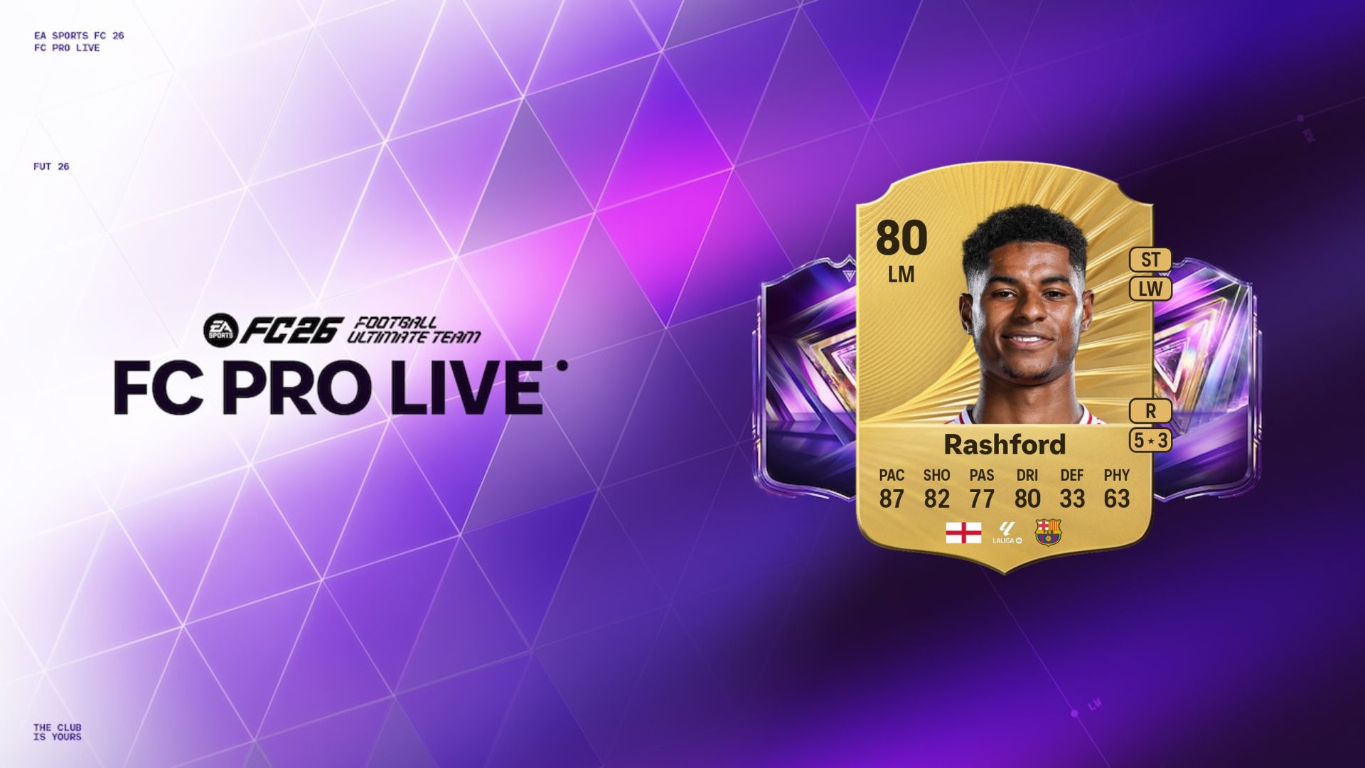 Marcus Rashford base card in FC 26 Ultimate Team
