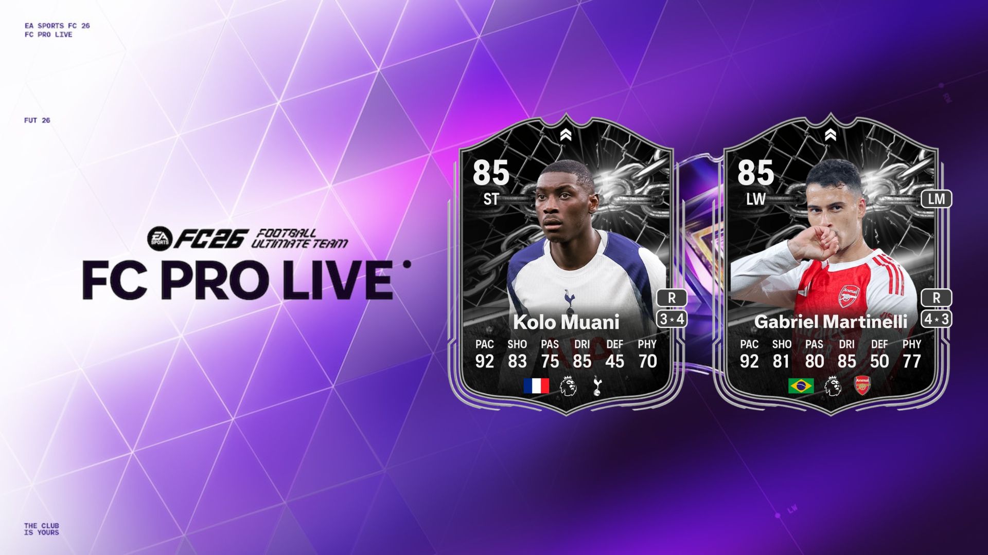 Kolo Muani and Martinelli's Showdown items in FC 26