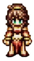 Primrose, a brown-haired woman with blue eyes wearing dancer's garb, in Octopath Traveler 0