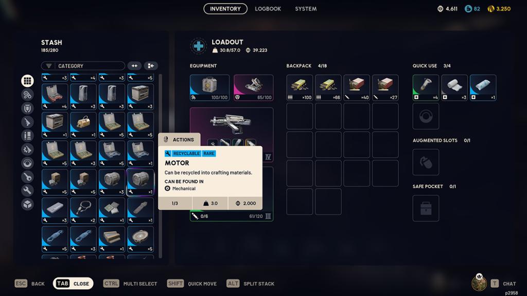 A Motor in a Raider inventory