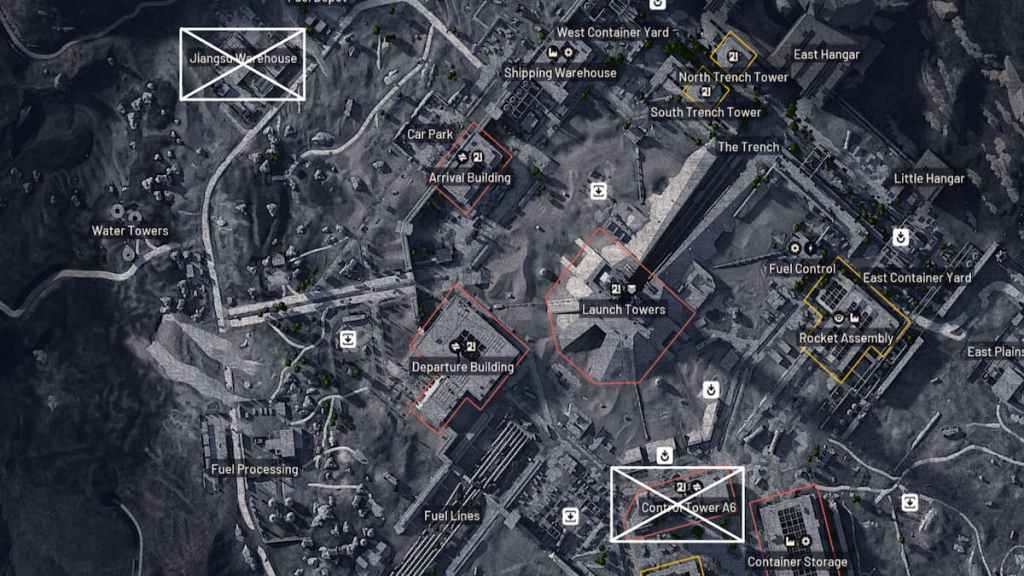 A 3D render of the Spaceport map in ARC Raiders.