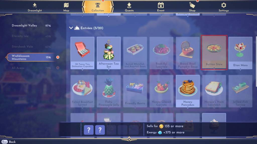 Button stew marked in disney dreamlight valley