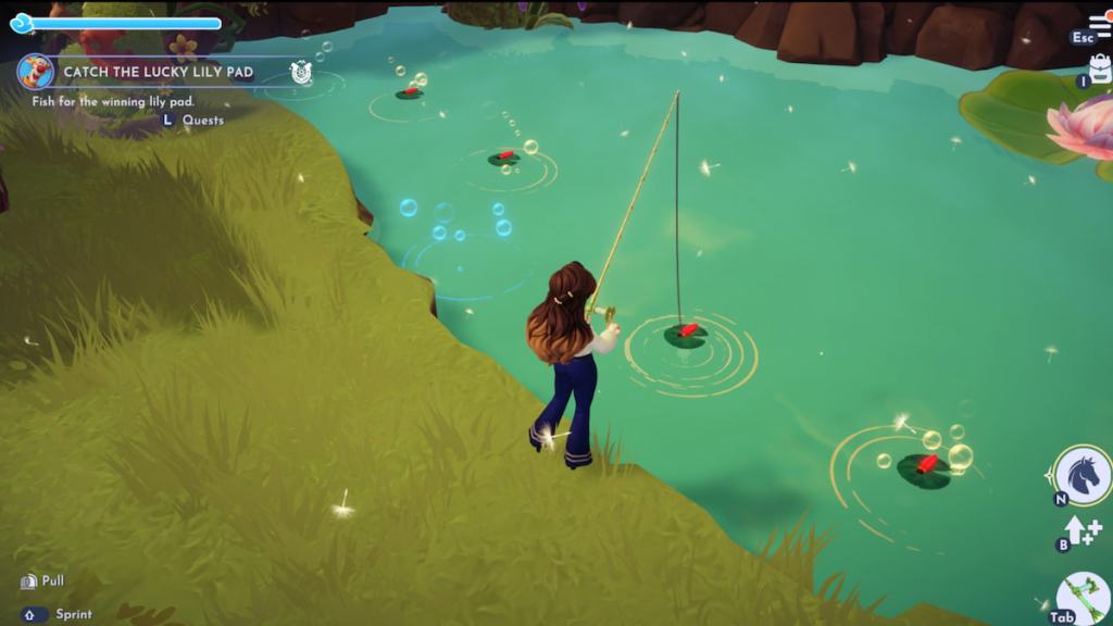 Catching lucky lily pad in disney dreamlight valley