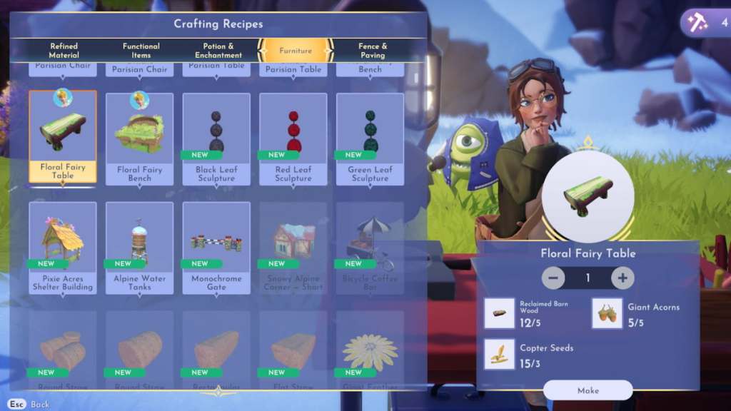 Making Pixie Furniture at Disney's Dreamlight Valley