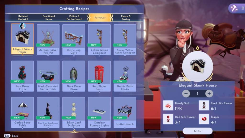 Crafting elegant skunk house in disney dreamlight valley