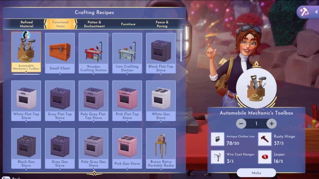 Crafting a toolbox in disney dreamlight valley