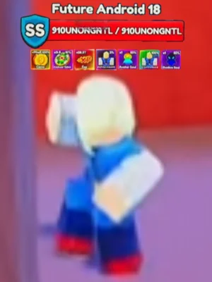 Future Android 18 secret boss from Anime Eternal Roblox experience.