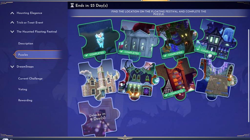 Puzzle page in the haunted floating festival event in DDV