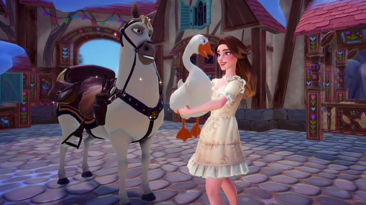 Holding a goose in disney dreamlight valley