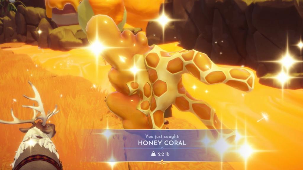 Caught honey coral in disney dreamlight valley