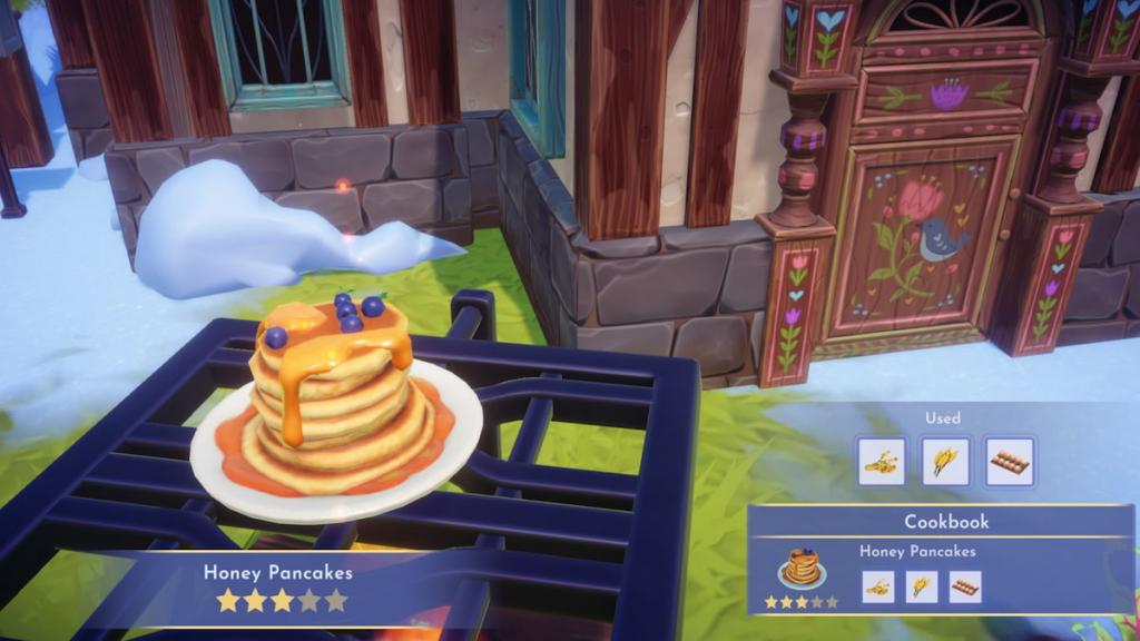 Cooked honey pancakes in disney dreamlight valley