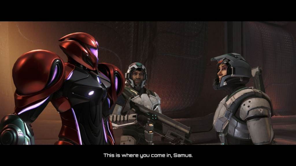 Samus with soldiers in Metroid Prime 4: Beyond