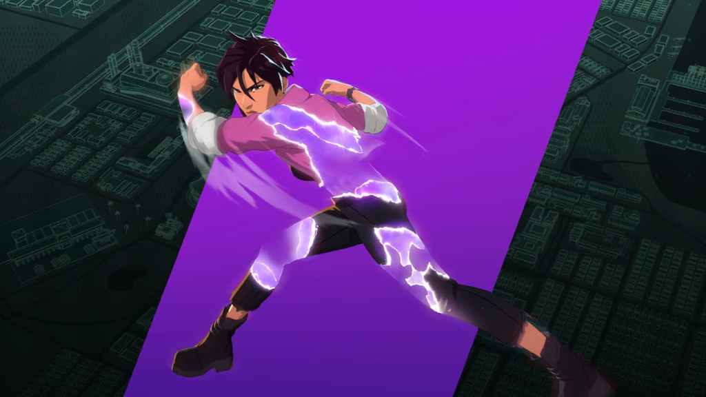 Invisigal holding a fighting stance in Dispatch. 