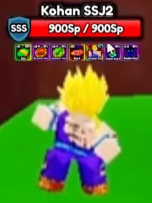 Kohan SSJ2 secret boss from Anime Eternal Roblox experience.