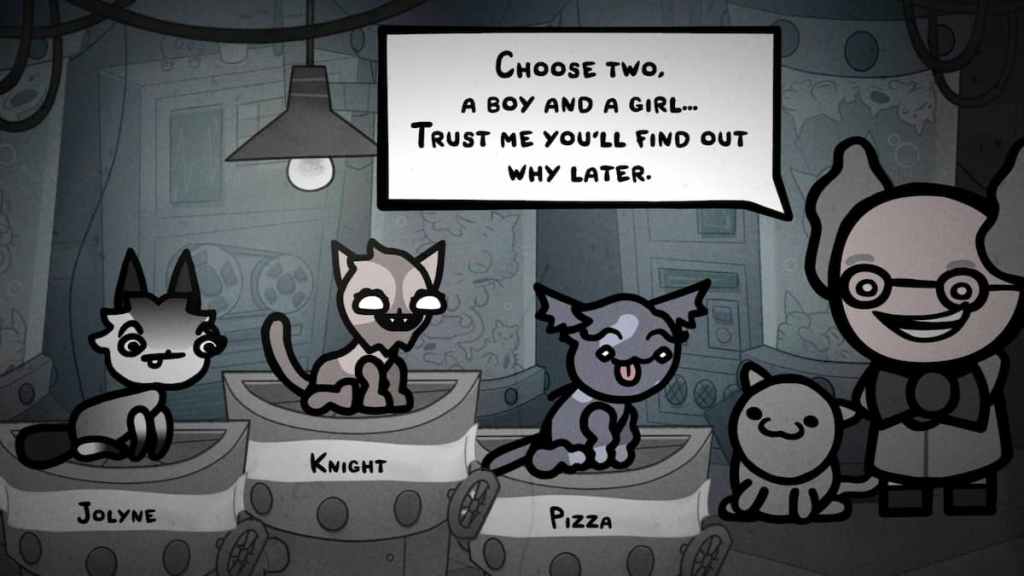 Choosing two starting cats in Mewgenic's tutorial.