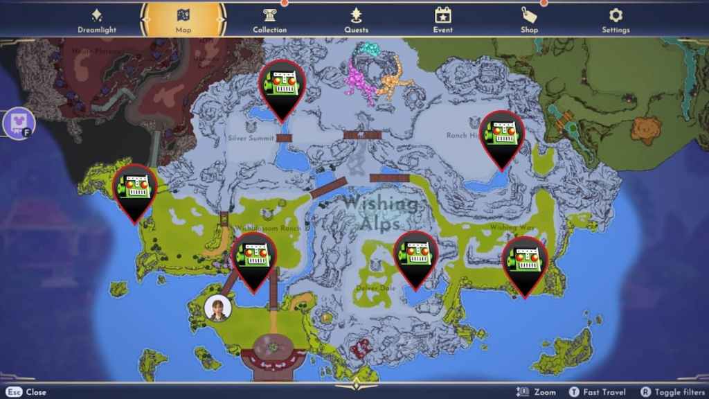 Fishing spots for old braided rope marked in disney dreamlight valley