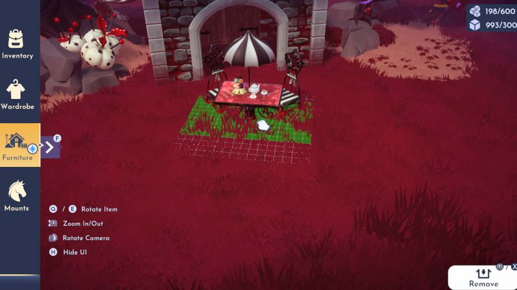 Placing afternoon tea set in disney dreamlight valley