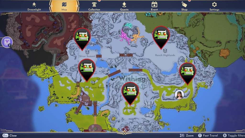 Pyrite map locations marked in disney dreamlight valley