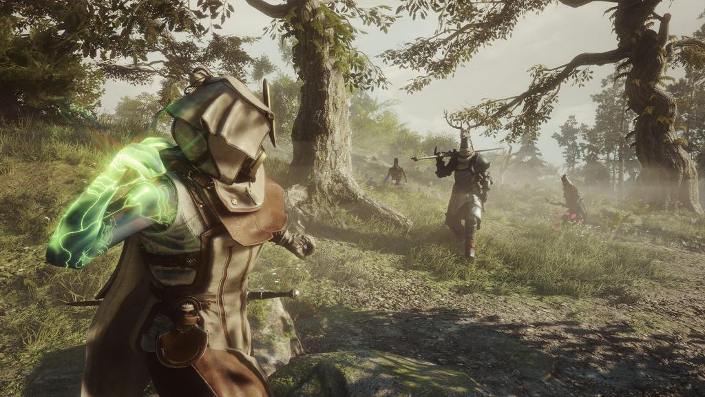 Players fighting enemies in Soulframe