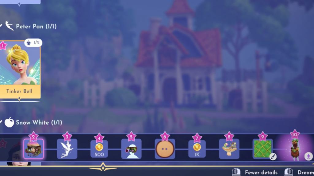 All tinker bell rewards in disney dreamlight valley