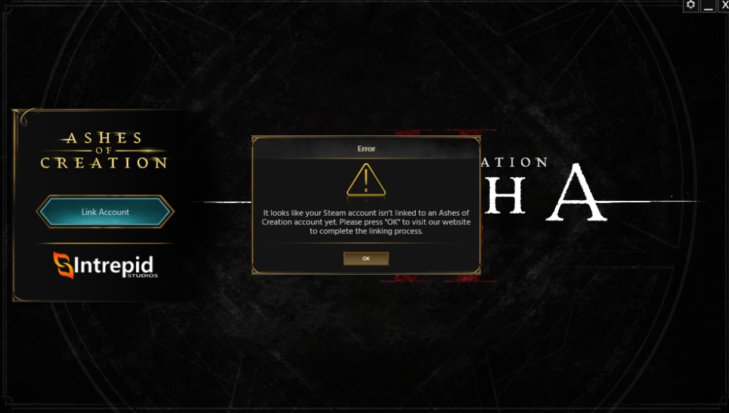 Option of linking your Ashes of Creation account