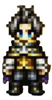 A dark-haired man with blue eyes and a scholarly outfit. This is Cyrus from Octopath Traveler 0