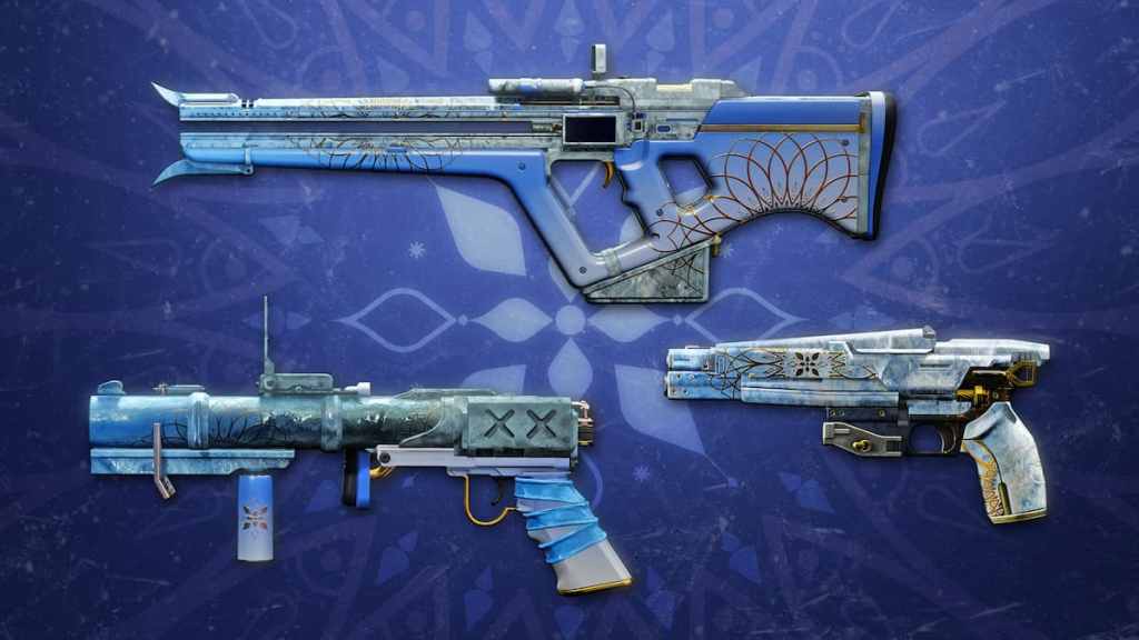 Dawning 2025 weapons: Fimbulwinter Stitch, Mistral Lift, and Permafrost