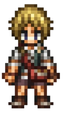 Esperre, a young, blonde-haired man in Octopath Traveler 0. He wears a red bag across his body.