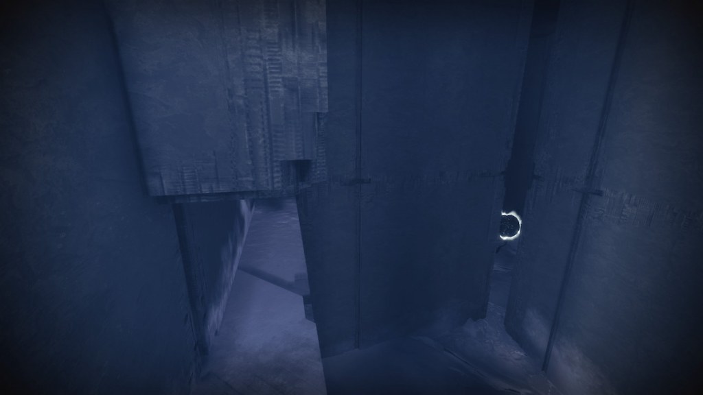 A guardian sees a Blight and a small corridor from above.