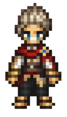 Goodwin, a man with white spiky hair, a red scarf, and blue eyes.