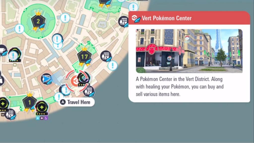 Vert Pokemon Center location in Legends Z-A
