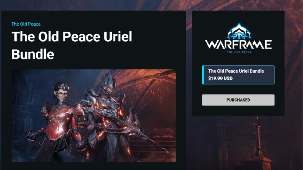 Uriel Prime bundle in Warframe