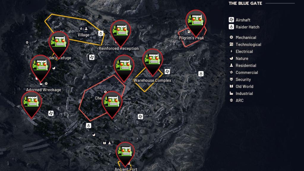 Weapon case locations in Blue Gate