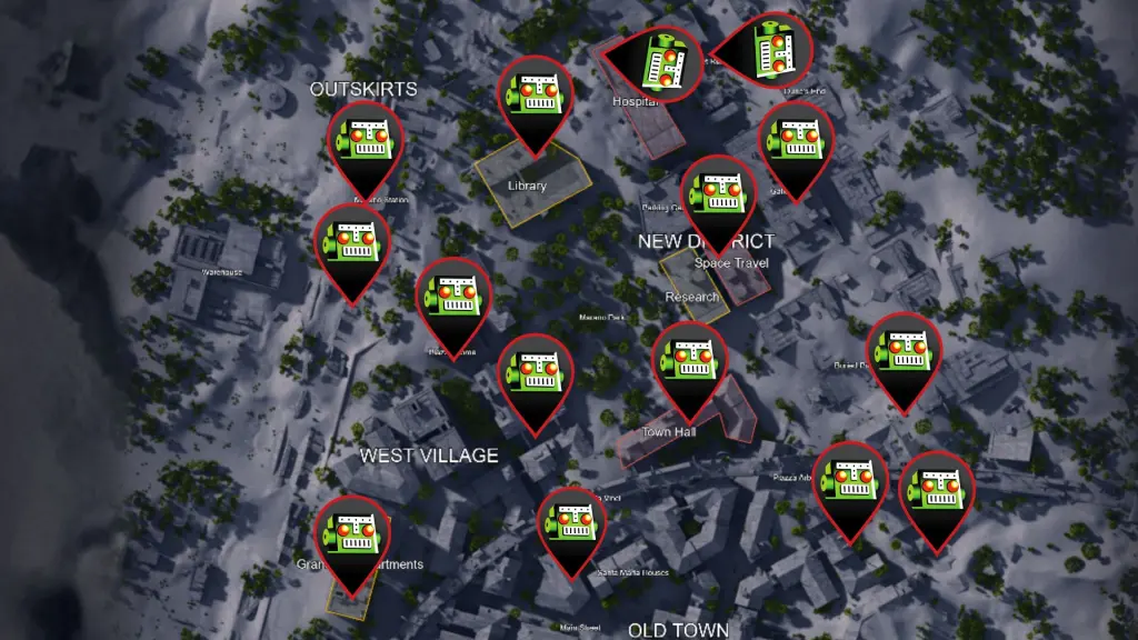 Weapon case locations in Buried City