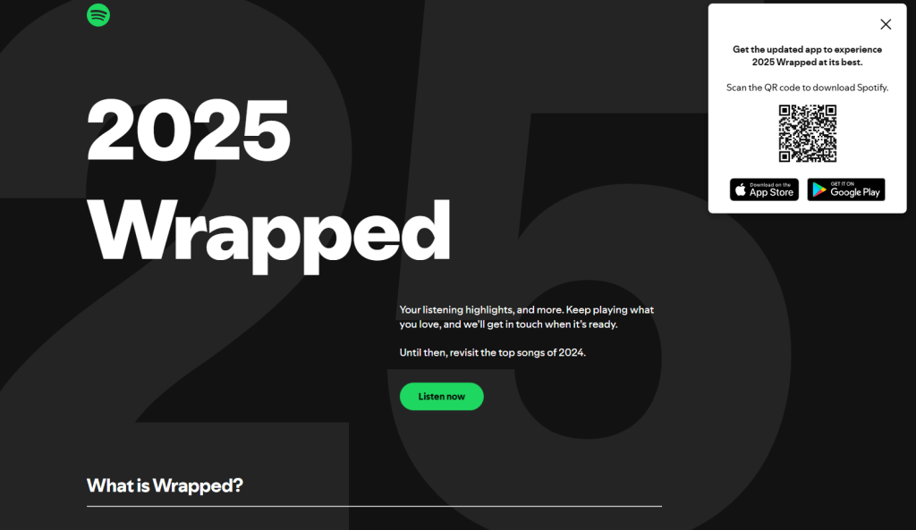 Spotify Wrapped 2025 home screen